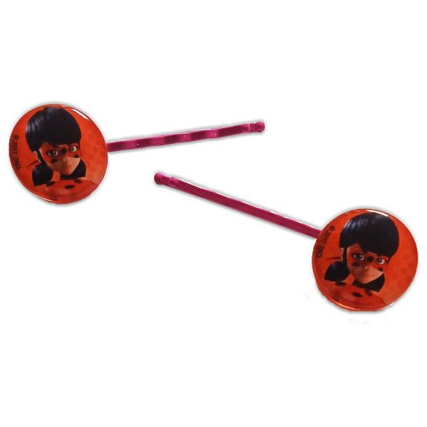 Accesorios Cabello – Heroínas – Complementos Moda – Vestir con Estilo – (licencia oficial) – Pasador de Horquilla de Pelo (Rubber Bobby Pin) color Rosa Fucsia – Lady Bug – Lunares – 6,2 x 2,2 cm. – Moda The Happy Patch