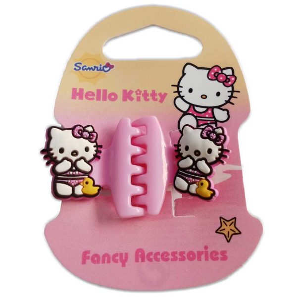 Accesorios Cabello Hello Kitty – Complementos Moda – Vestir con Estilo – (licencia oficial) – Pinza de Pelo (Rubber Hair Clip) color Rosa – Hello Kitty Beach – Gata con Bañador – Animales – Mascotas – Gato – Tiernos – 3,1 x 3,1 cm. – Moda The Happy Patch - Imagen 4