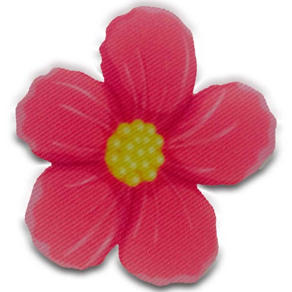 Parches Ropa – Parche Impreso Ropa Serigrafiado – Exclusivo – Flores – Flor Rosa – Rosácea de cinco pétalos – Vinca Rosada – Rosa Simple Silvestre – Hippie – 4,6 x 5,0 cm. - Moda The Happy Patch