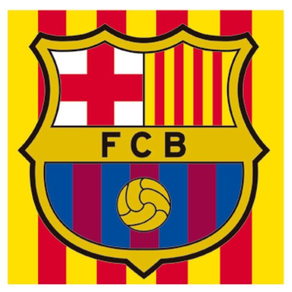 FCB – Kit Bordado Medio Punto sobre Cañamazo – (licencia oficial) – Fútbol Club Barcelona – Escudo – 12,0 x 12,0 cm. – Moda The Happy Patch