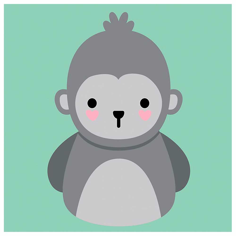 Kit Bordado Medio Punto sobre Cañamazo – (licencia oficial) – Animales – Kawanimals – Gorila – 12,0 x 12,0 cm. - Moda The Happy Patch