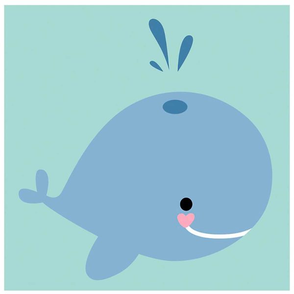 Kit Bordado Medio Punto sobre Cañamazo – (licencia oficial) – Animales – Kawanimals – Ballena – 12,0 x 12,0 cm. - Moda The Happy Patch