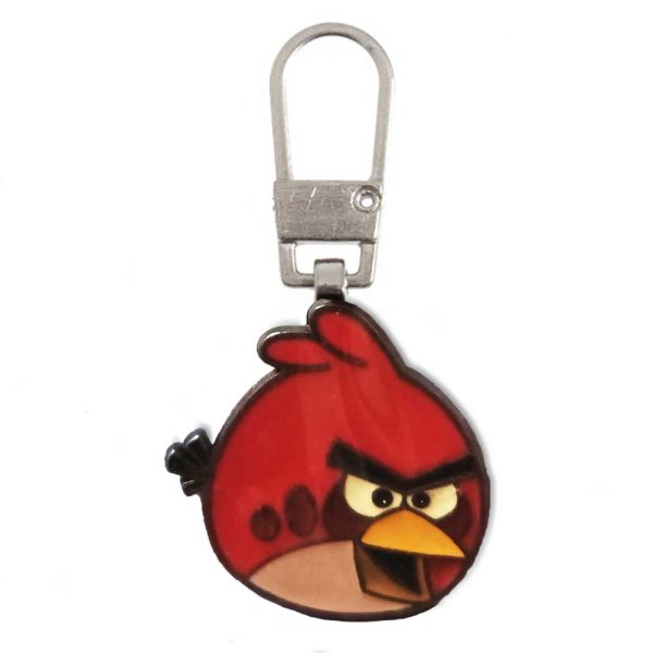 Angry Birds – Animales – Tirador Cremallera Metálico – (licencia oficial) – Pájaro Rojo – Rojo – Enfadado – 1,4 x 2,5 cm. – Moda The Happy Patch