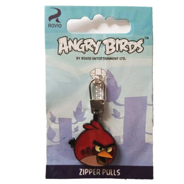 Angry Birds – Animales – Tirador Cremallera Metálico – (licencia oficial) – Pájaro Rojo – Rojo – Enfadado – 1,4 x 2,5 cm. – Moda The Happy Patch - Imagen 3
