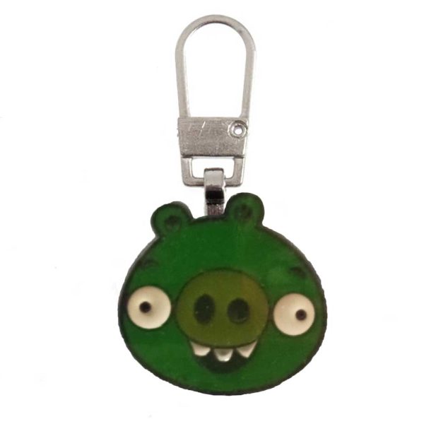 Angry Birds – Animales – Tirador Cremallera Metálico – (licencia oficial) – Cerdo Común – Minion Pig – Feliz – 2,5 x 2,5 cm. – Moda The Happy Patch