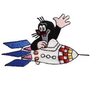 Parches Ropa El Pequeño Topo – Parche Bordado Ropa – (licencia oficial) – The Little Mole – Animales – Topo Krtek & Nave Espacial – Cohete – Ecología – Salvar el Planeta – 8,0 x 4,8 cm. – Moda The Happy Patch