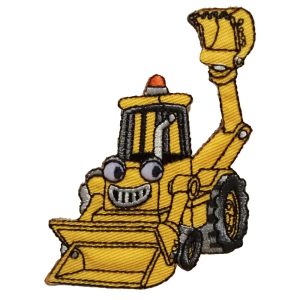 Parches Ropa Bob el Constructor – Parche Bordado Ropa – (licencia oficial) – Bob the Builder – Scoop – Retroexcavadora – Maquinaria – Oficios – Trabajos – 6,0 x 8,0 cm. – Moda The Happy Patch