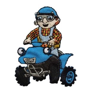 Parches Ropa Bob el Constructor – Parche Bordado Ropa – (licencia oficial) – Bob the Builder – Bob & Scrambler – Cuatriciclo – Maquinaria – Oficios – Trabajos – 5,8 x 7,4 cm. – Moda The Happy Patch