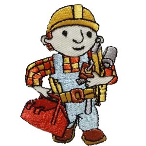 Parches Ropa Bob el Constructor – Parche Bordado Ropa – (licencia oficial) – Bob the Builder – Bob – Caja de Herramientas – Oficios – Trabajos – 5,2 x 7,2 cm. – Moda The Happy Patch