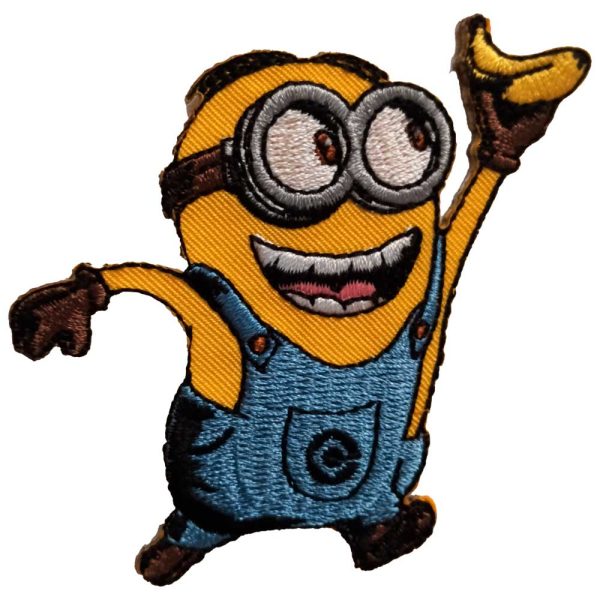Parches Ropa Minions – Parche Bordado Ropa – (licencia oficial) – Minions – Bob – Plátano – Humor – Graciosos – Simpáticos – Amistad – Amig@s – 6,8 x 6,9 cm. – Moda The Happy Patch