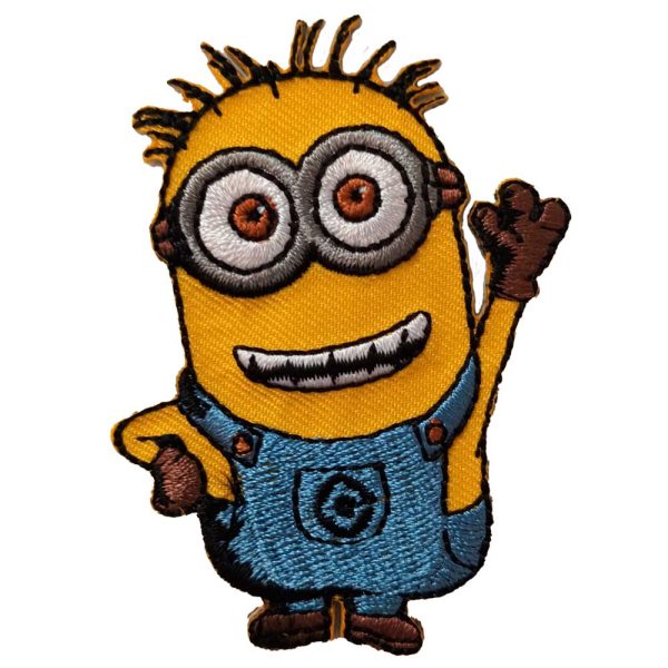 Parches Ropa Minions – Parche Bordado Ropa – (licencia oficial) – Minions – Kevin – Saludo – Humor – Graciosos – Simpáticos – Amistad – Amig@s – 5,0 x 6,2 cm. – Moda The Happy Patch