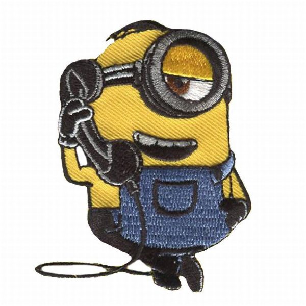 Parches Ropa Minions – Parche Bordado Ropa – (licencia oficial) – Minions – Bob al Teléfono – Humor – Graciosos – Simpáticos – Amistad – Amig@s – 5,4 x 6,8 cm. - Moda The Happy Patch
