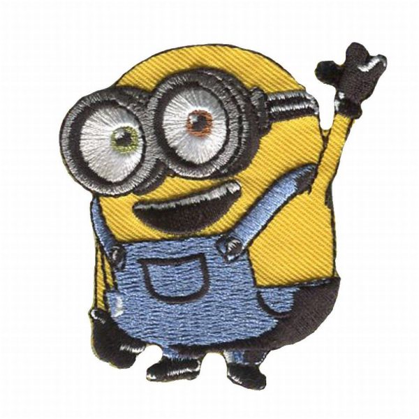 Parches Ropa Minions – Parche Bordado Ropa – (licencia oficial) – Minions – Bob – Saludo – Humor – Graciosos – Simpáticos – Amistad – Amig@s – 5,7 x 6,2 cm. - Moda The Happy Patch