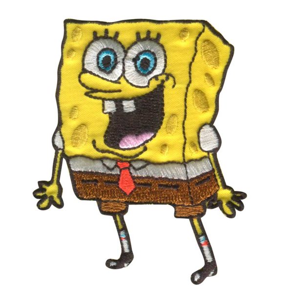 Parches Ropa Bob Esponja – Parche Bordado Ropa – (licencia oficial) – Esponge Bob – Bob – Infantil – Alegría – Fondo de Bikini – 6,4 x 8,3 cm. - Moda The Happy Patch