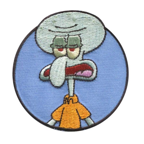 Parches Ropa Bob Esponja – Parche Bordado Ropa – (licencia oficial) – Esponge Bob – Calamardo – Infantil – Fondo de Bikini – 7,0 x 6,5 cm. - Moda The Happy Patch