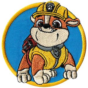 Parches Ropa La Patrulla Canina – Parche Bordado Ropa – (licencia oficial) – Paw Patrol – Rubble – Mascotas – Animales – Perro Bulldog inglés – 6,3 x 6,3 cm. – Moda The Happy Patch