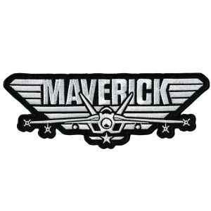 Parches Ropa Top Gun – Parche Bordado Ropa – (licencia oficial) – Top Gun Tamaño XL – Maverick – Emblema – Aviones – Guerrer@s – Aventurer@s – 19,5 x 7,3 cm. – Moda The Happy Patch