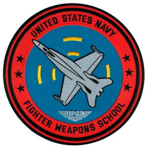 Parches Ropa Top Gun – Parche Bordado Ropa – (licencia oficial) – Top Gun Maverick Tamaño XL – Emblema – Escudo – Aviones – Jet – Guerrer@s – Aventurer@s – 19,5 x 19,5 cm. – Moda The Happy Patch