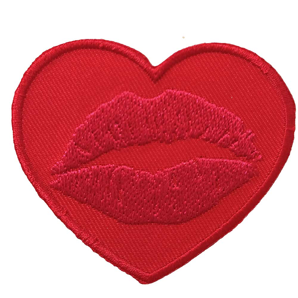 Parches Ropa – Parche Bordado Ropa – Exclusivo – Símbolo – Sentimientos – Heart – Corazón & Labios – Boca – Rojo – Love – Amor – 6,6 x 6,5 cm. – Moda The Happy Patch