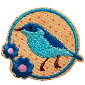 Parches Ropa – Parche Bordado Ropa – Exclusivo – Animales – Pájaro – Azul & Beige – 7,1 x 6,2 cm. – Moda The Happy Patch