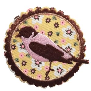 Parches Ropa – Parche Bordado Ropa – Exclusivo – Animales – Pájaro – Marrón & Rosa & Beige – 7,3 x 6,7 cm. – Moda The Happy Patch