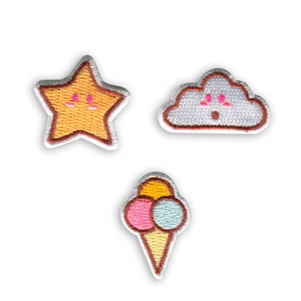 Parches Ropa Pack – (3 Parches Bordados Ropa) – Exclusivos – Dulces Sueños – 3 cm. - Moda The Happy Patch