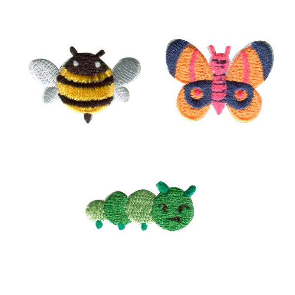 Parches Ropa Pack – (3 Parches Bordados Ropa) – Exclusivos – Bichos – 3 cm. - Moda The Happy Patch