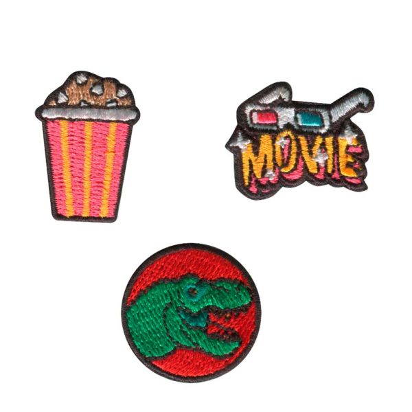 Parches Ropa Pack – (3 Parches Bordados Ropa) – Exclusivos – Cine – 3 cm. - Moda The Happy Patch