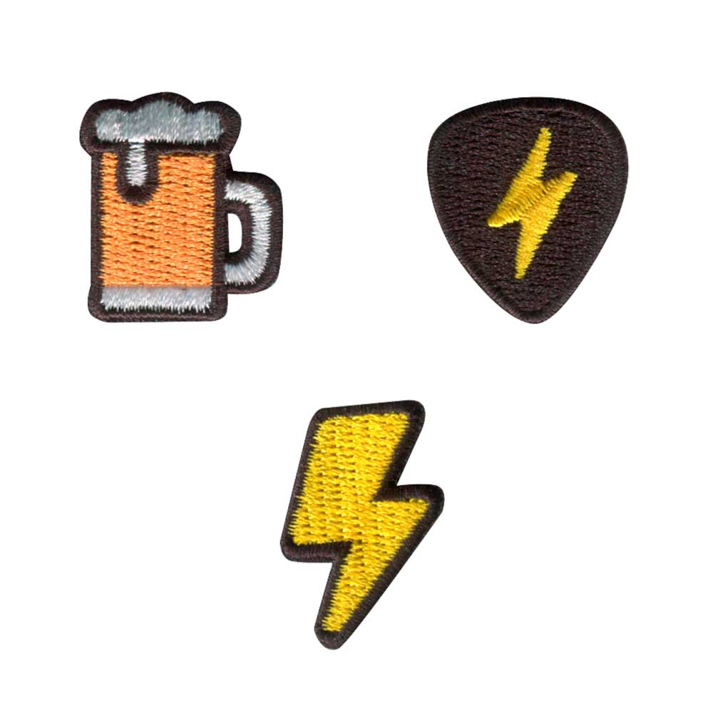 Parches Ropa Pack – (3 Parches Bordados Ropa) – Exclusivos – Rock Star – 3 cm. - Moda The Happy Patch
