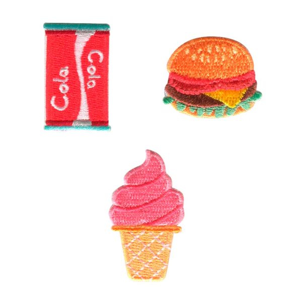 Parches Ropa Pack – (3 Parches Bordados Ropa) – Exclusivos – Comida Rápida – 3 cm. - Moda The Happy Patch