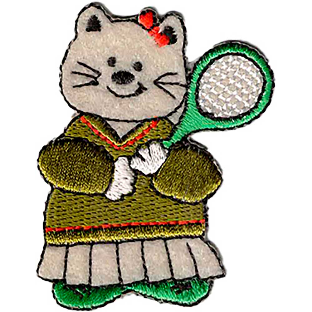 Parches Ropa – Parche Bordado Ropa – Exclusivo – Animales – Gata jugando Tenis – 6,0 x 7,7 cm. - Moda The Happy Patch