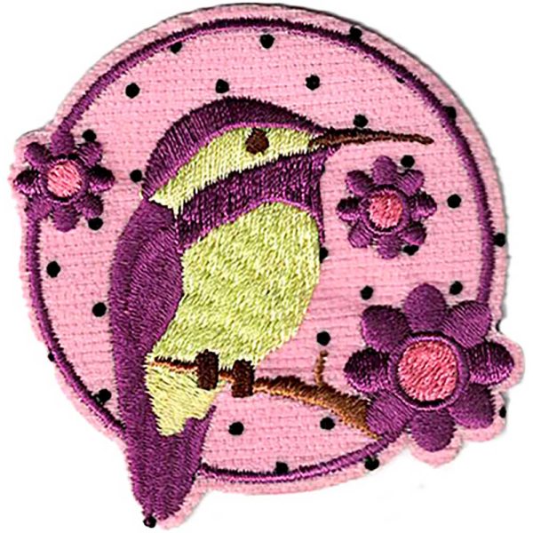 Parches Ropa – Parche Bordado Ropa – Exclusivo – Animales – Pájaro – Amarillo & Violeta & Rosa  – 6,5 x 7,0 cm. - Moda The Happy Patch