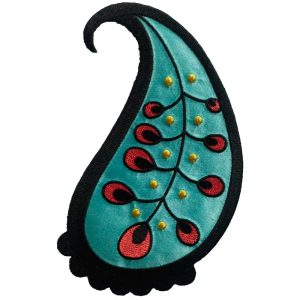 Parches Ropa – Tamaño XL – Parche Bordado Ropa – Exclusivo – Decoración – Motivo Decorativo – Cachemire – Cashmere – Azul – Rosa Coral – Amarillo – 14,8 x 8,0 cm. – Moda The Happy Patch