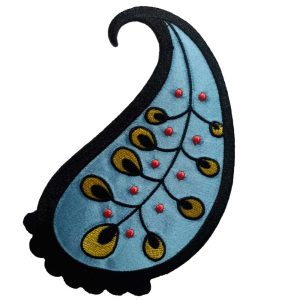 Parches Ropa – Tamaño XL – Parche Bordado Ropa – Exclusivo – Decoración – Motivo Decorativo – Cachemire – Cashmere – Azul – Rosa Coral – Amarillo – 14,3 x 8,5 cm. – Moda The Happy Patch