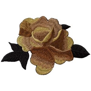 Parches Ropa – Tamaño XL – Parche Bordado Ropa – Exclusivo – Decoración – Motivo Decorativo – Flor – Rosa Dorada & Bronce – 13,5 x 8,9 cm. – Moda The Happy Patch