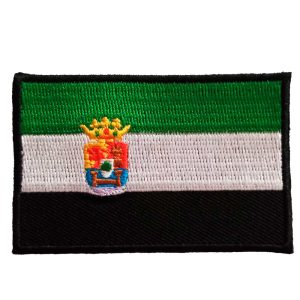Parches Ropa – Parches Bordados Ropa – Bandera – Extremadura – Comunidad Autónoma – 7,0 x 4,5 cm. – Moda The Happy Patch