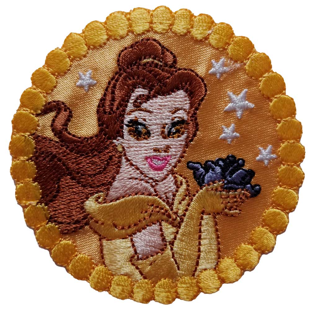 Parches Ropa Disney – Parche Bordado Ropa – (licencia oficial) – Princesas – Bella – La Bella y la Bestia – 7,0 x 7,0 cm. – Moda The Happy Patch