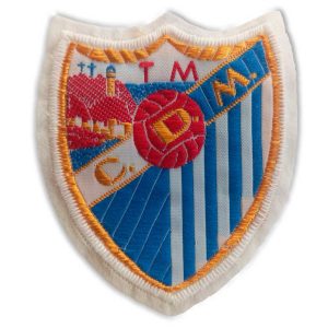 Parches Ropa Fútbol Deportes – Parche Bordado Ropa – Exclusivo Coleccionistas Happy – Málaga C. F. – Escudo – 5,0 x 6,0 cm. – Moda The Happy Patch