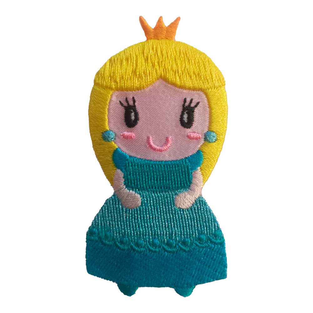 Parches Ropa – Parche Bordado Ropa – Exclusivo – Infantil – Kids – Princesa Vestido Azul – Cuentos – 4,0 x 7,5 cm. – Moda The Happy Patch