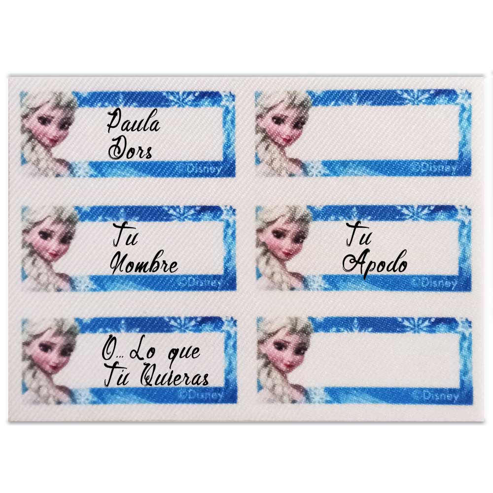 Disney – Etiquetas Textiles Marcar Ropa – Pack 6 Etiquetas Tejidas – Vestir con Estilo – (licencia oficial) – Frozen – Princesas – Elsa – Magia – Fantasía – 5,5 x 2,7 cm. (para cada etiqueta) – Moda The Happy Patch - Imagen 2