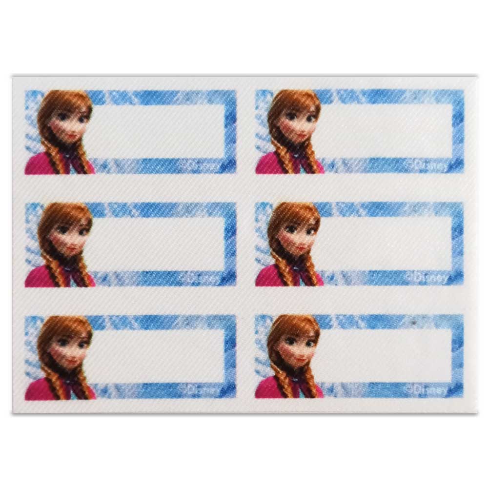 Disney – Etiquetas Textiles Marcar Ropa – Pack 6 Etiquetas Tejidas – Vestir con Estilo – (licencia oficial) – Frozen – Princesas – Ana – Magia – Fantasía – 5,5 x 2,7 cm. (para cada etiqueta) – Moda The Happy Patch