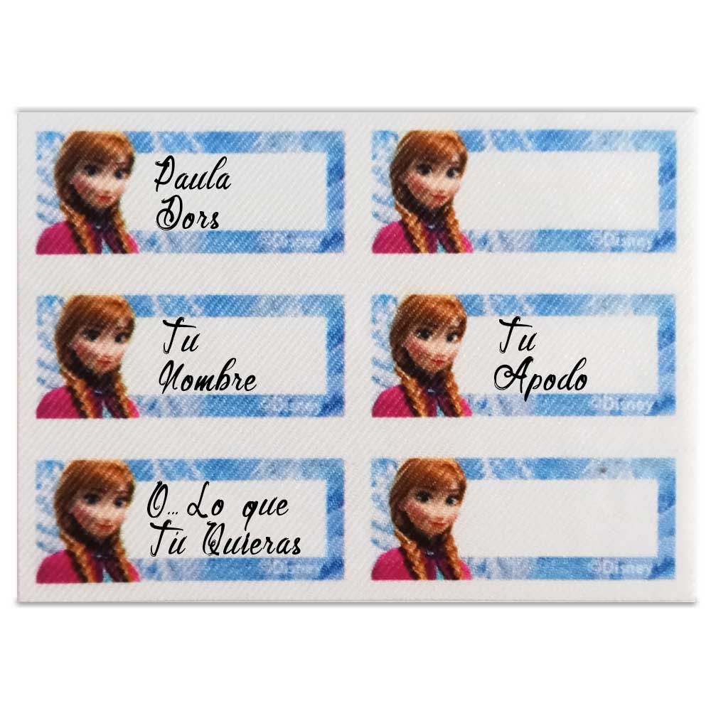 Disney – Etiquetas Textiles Marcar Ropa – Pack 6 Etiquetas Tejidas – Vestir con Estilo – (licencia oficial) – Frozen – Princesas – Ana – Magia – Fantasía – 5,5 x 2,7 cm. (para cada etiqueta) – Moda The Happy Patch - Imagen 2