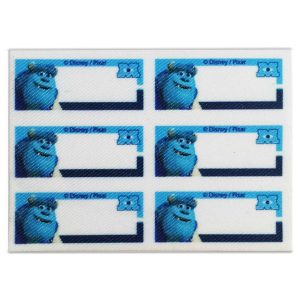 Disney – Pixar – Etiquetas Textiles Marcar Ropa – Pack 6 Etiquetas Tejidas – Vestir con Estilo – (licencia oficial) – Monsters University – Monstruos University – Monstruo Azul – James P. Sullivan – Sulley – Aventurer@s – 5,5 x 2,7 cm. (para cada etiqueta) – Moda The Happy Patch