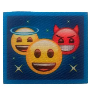 Parches Ropa Emoji – Parche Impreso Ropa – (licencia oficial) – Emoji Feliz Dualidad – Ángel – Demonio – 6,0 x 6,0 cm. – Moda The Happy Patch