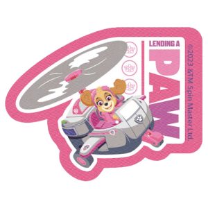 Parches Ropa La Patrulla Canina – Parche Impreso Ropa – (licencia oficial) – Paw Patrol – Skye – Mascotas – Animales – Perro Cockapoo – Lending a Paw – 7,8 x 6,0 cm. – Moda The Happy Patch