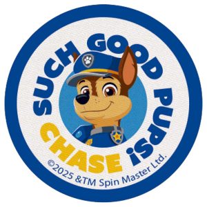 Parches Ropa La Patrulla Canina – Parche Impreso Ropa – (licencia oficial) – Paw Patrol – Chase – Mascotas – Animales – Perro Pastor Alemán – Such Good Pups – 6,5 x 6,5 cm. – Moda The Happy Patch