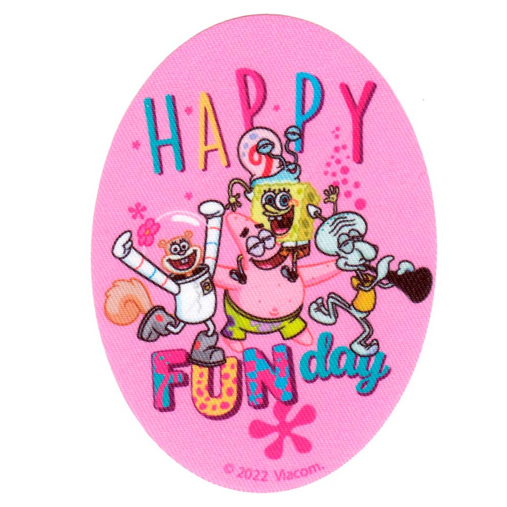 Parches Ropa Bob Esponja – Parche Impreso Ropa – (licencia oficial) – Bob Esponja – Bob & Friends – Amig@s – Amistad – Infantil – Alegría – Fiesta – Fondo de Bikini – 11,0 x 8,0 cm. - Moda The Happy Patch