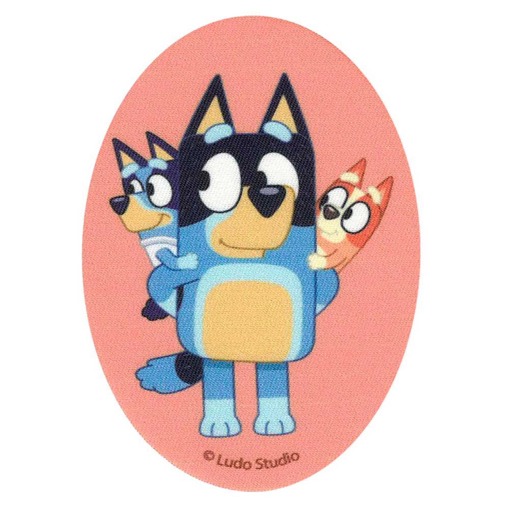 Parches Ropa Bluey – Parche Impreso Ropa – Animales – (licencia oficial) – Bluey Family – Familia – Mascota – Perro Pastor Granadero Australiano – Blue Heeler – 11,0 x 8,0 cm. - Moda The Happy Patch