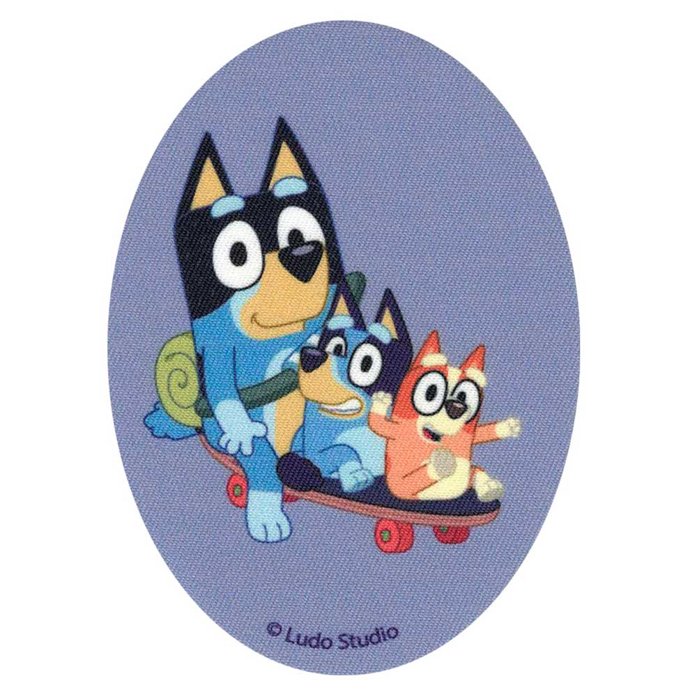 Parches Ropa Bluey – Parche Impreso Ropa – Animales – (licencia oficial) – Bluey Family – Familia – Mascota – Perro Pastor Granadero Australiano – Blue Heeler – 11,0 x 8,0 cm. - Moda The Happy Patch