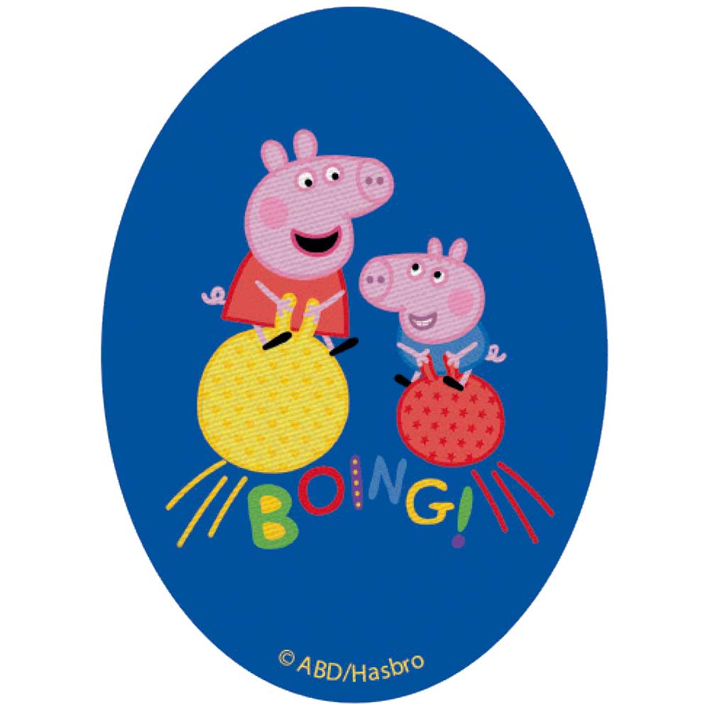 Parches Ropa Peppa Pig – Parche Impreso Ropa – Animales – (licencia oficial) – Peppa Pig – Peppa & George jugando con inflables – Familia – Family – 11,0 x 8,0 cm. – Moda The Happy Patch